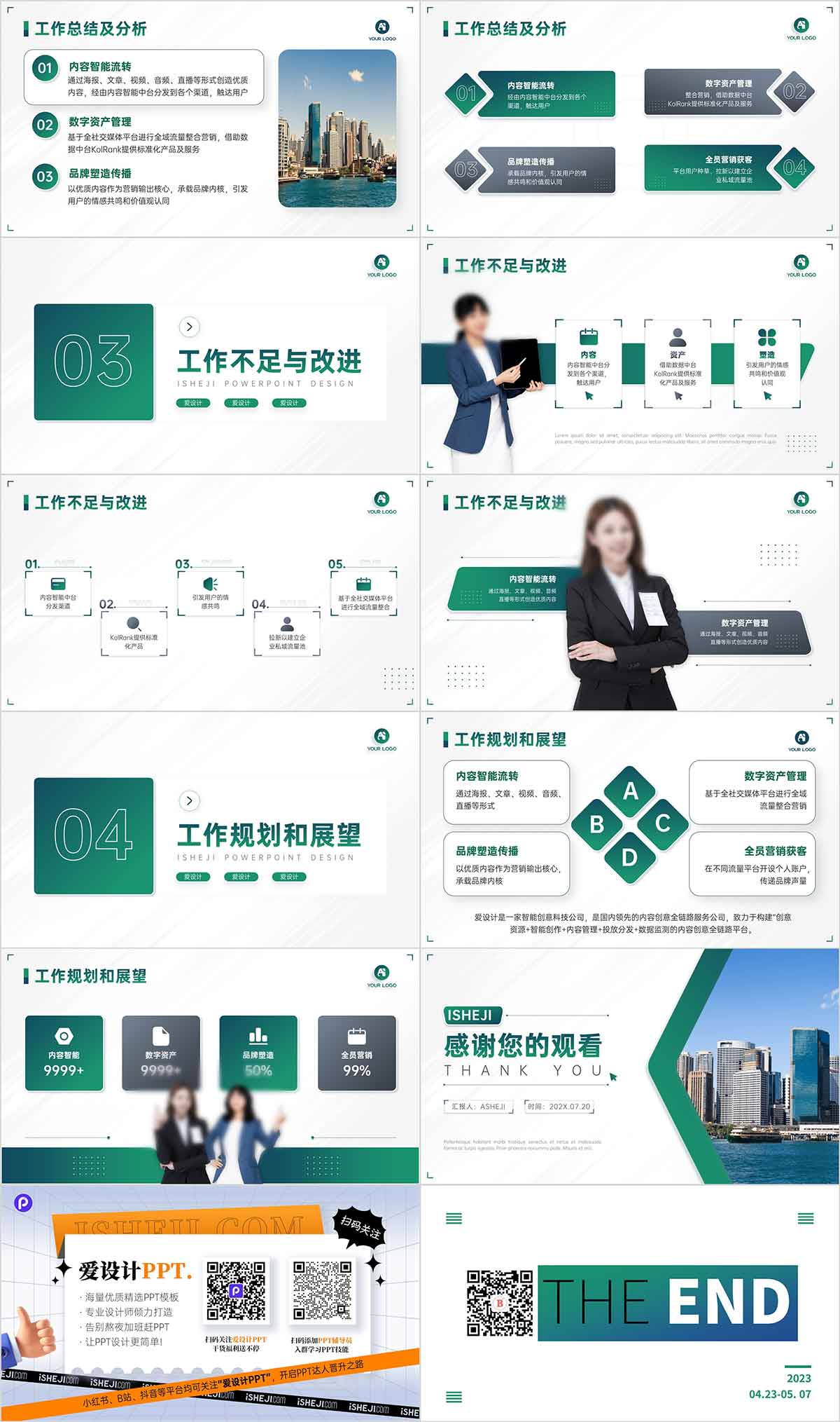 PPT模板下载，年终总结PPT，总结PPT，PPT图表，商务PPT模板