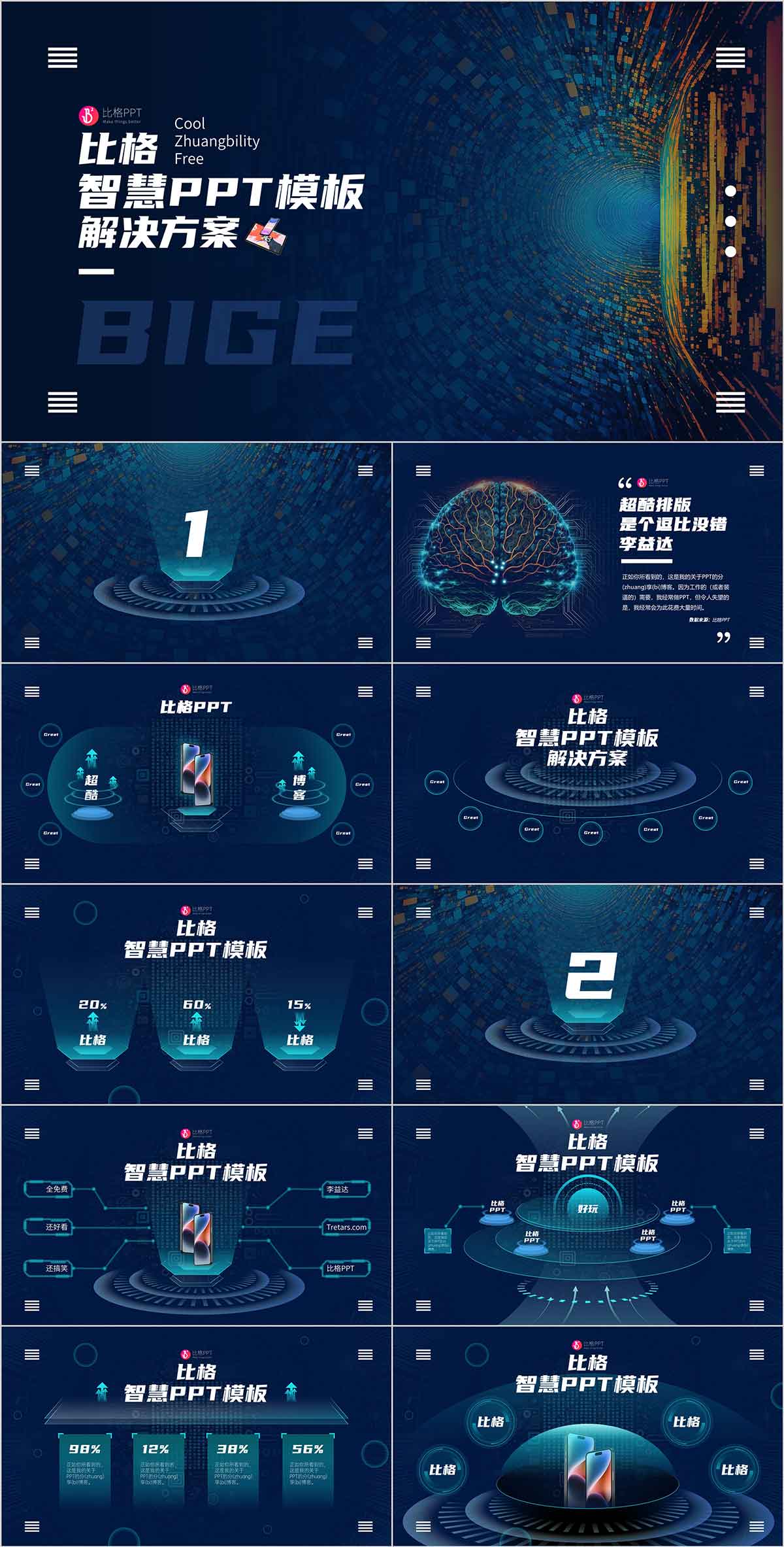 520PPT，科技风PPT，PPT动画，PPT图表
