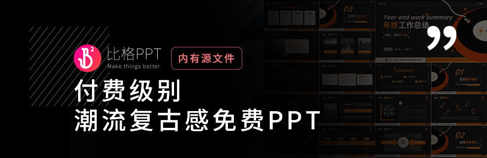 付费级别PPT：潮流复古感年终总结模板